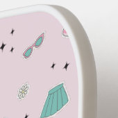 Roze Preppy Monogram Afdrukken Pickleball Paddle (Links Detail)