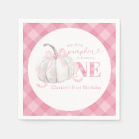 Roze Preppy Pompoen 1e Verjaardag Papier Servet
