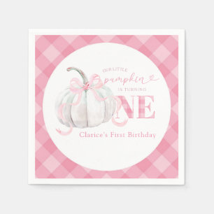 Roze Preppy Pompoen 1e Verjaardag Papier Servet
