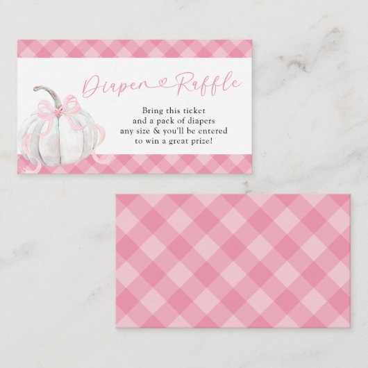 Roze Preppy Pompoen Baby shower Luier Raffle Informatiekaartje (Voorkant / Achterkant)