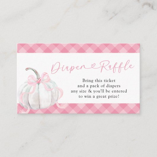 Roze Preppy Pompoen Baby shower Luier Raffle Informatiekaartje (Voorkant)