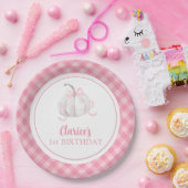 Roze Preppy Pompoen Eerste Verjaardag Papier Bord (Feest)