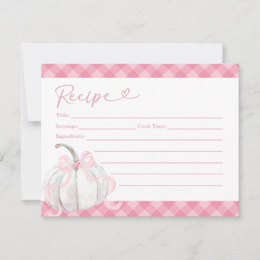 Roze Preppy Pompoen Eerste Verjaardag Recept Kaart (Voorkant)