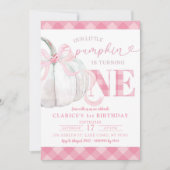 Roze Preppy Pompoen Herfst Verjaardag Uitnodiging (Voorkant)