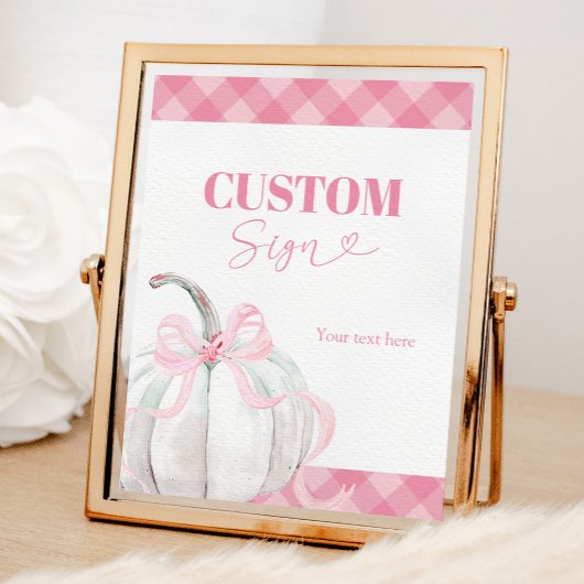 Roze Preppy Pompoen Meisje 1e Verjaardag Custom Si Poster