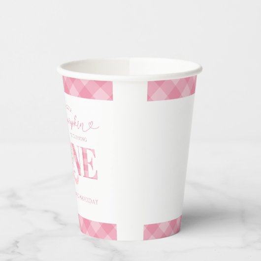 Roze Preppy Pompoen Meisje 1e Verjaardag Papieren  Papieren Bekers (Links)