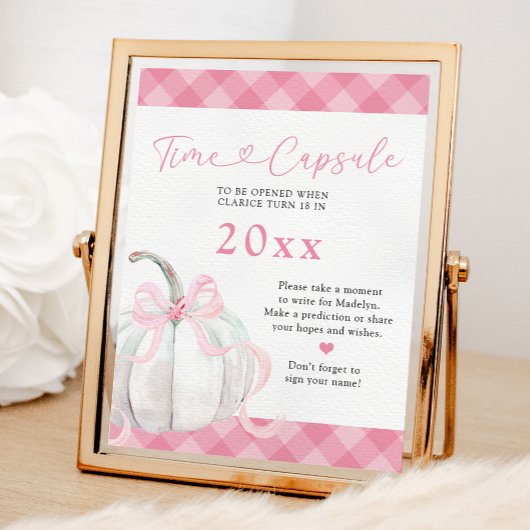 Roze Preppy Pompoen Meisje 1e Verjaardag Time Caps Poster