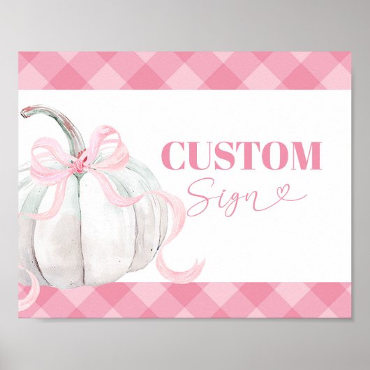 Roze Preppy Pompoen Meisje Verjaardag Custom Sign Poster (Voorkant)