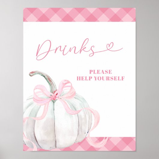 Roze Preppy Pompoen Meisje Verjaardag Drink Poster (Voorkant)