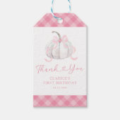 Roze Preppy Pompoen Verjaardag Bedankt Cadeaulabel (Voorkant)