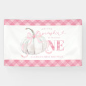 Roze Preppy Pompoen Verjaardag Grote Banner (Horizontaal)