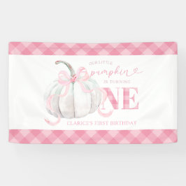 Roze Preppy Pompoen Verjaardag Grote Banner