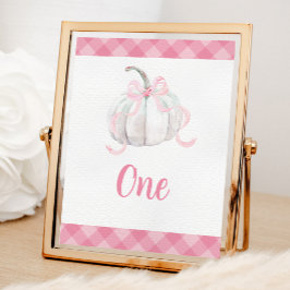 Roze Preppy Pompoen Verjaardag Tafel Nummer Poster