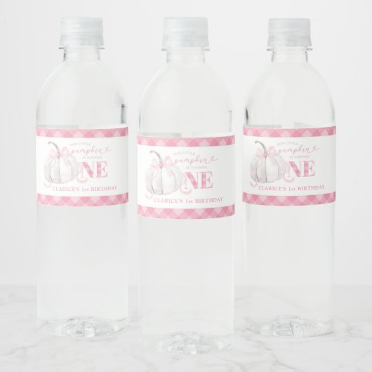 Roze Preppy Pompoen Verjaardag Water Fles Label Waterfles Etiket (Flessen)