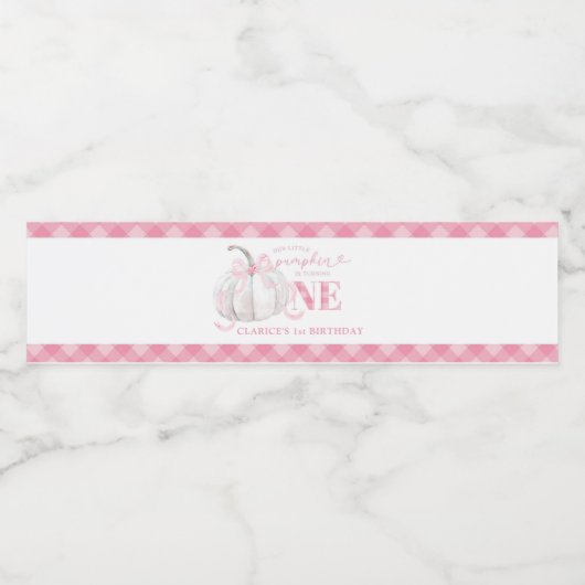 Roze Preppy Pompoen Verjaardag Water Fles Label Waterfles Etiket (Enkel label)