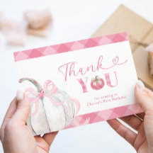 Roze Preppy Pumpkin Girl Verjaardag Bedankt Card