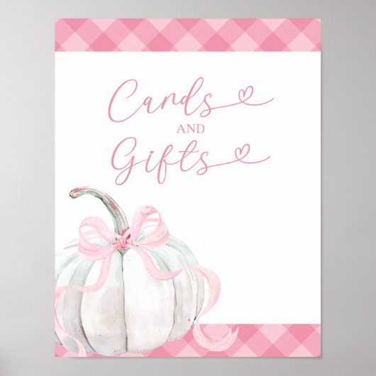 Roze Preppy Pumpkin Girl Verjaardagskaarten en ges Poster (Voorkant)