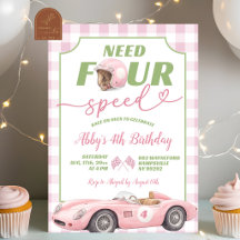 Roze Preppy Retro Need Four Speed Verjaardagsuitno