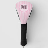Roze preppy streep gepersonaliseerde monogram dame golfheadcover (Voorkant)