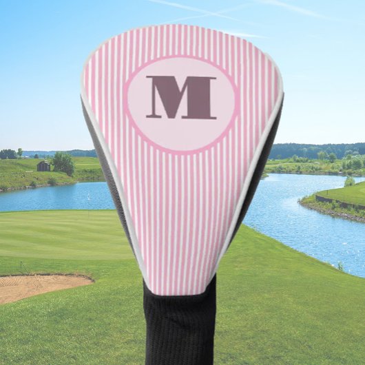 Roze preppy streep gepersonaliseerde monogram dame golfheadcover