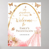 Roze Presentación de 3 Años Spaans Welkomstbord Poster (Voorkant)