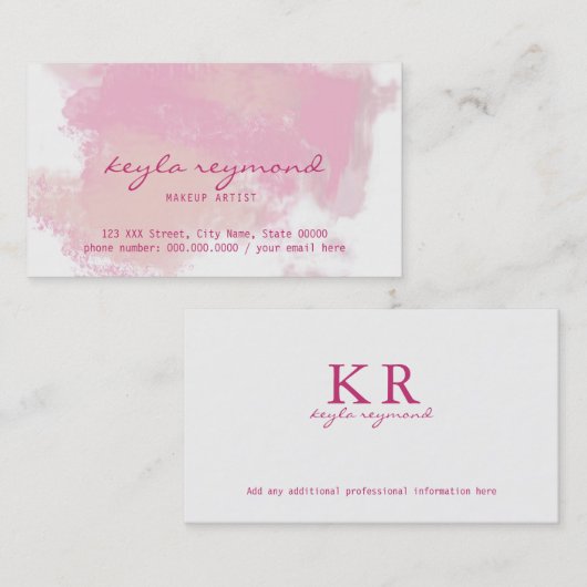 Roze presentatie / make-up make-up roze visitekaartje (Voorkant / Achterkant)