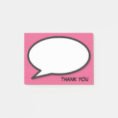 Roze pret-comicboek-spreekwolkbedankje post-it® notes (Voorkant)