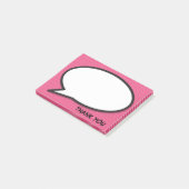 Roze pret-comicboek-spreekwolkbedankje post-it® notes (Schuin)