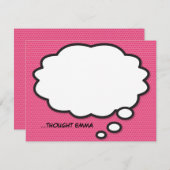 Roze pret-comicbook-denkballon notitiekaartje (Voorkant / Achterkant)