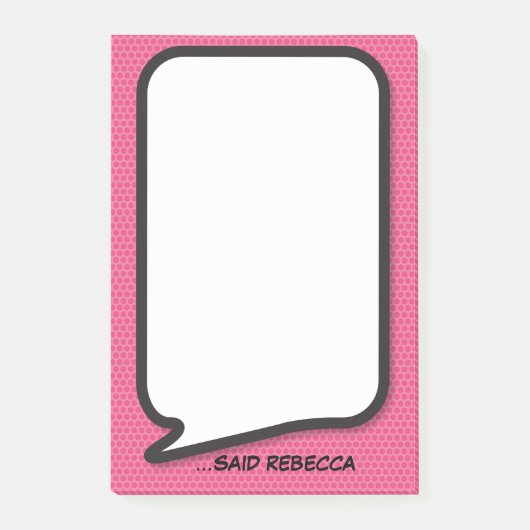 Roze pret gepersonaliseerd stripboek spraakballon post-it® notes (Voorkant)