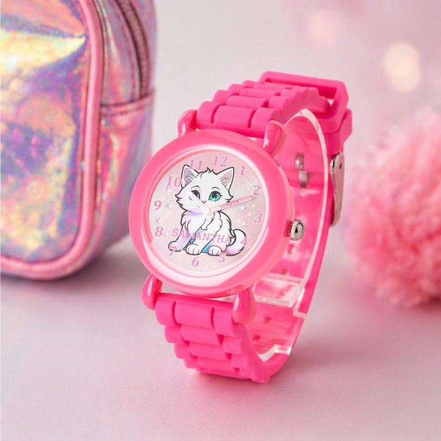 Roze Pret Katje Design Kinderen Horloge (Creator heeft geüpload)