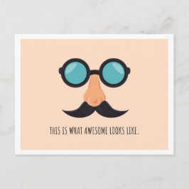 Roze pret man met bril briefkaart