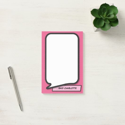 Roze pret moderne persoonlijk spraakwolk post-it® notes (Kantoor)