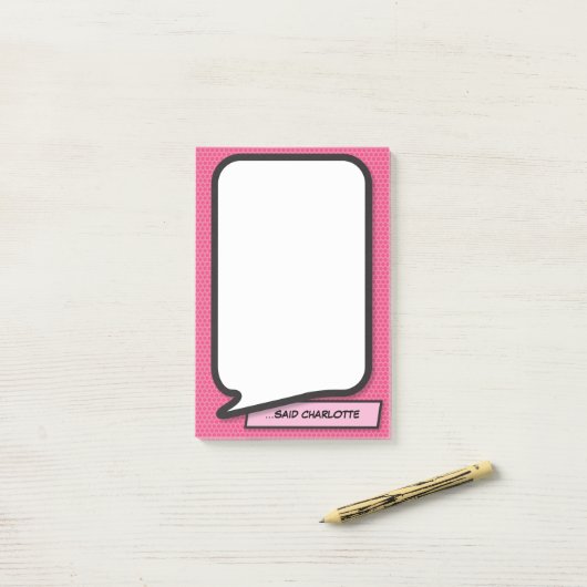 Roze pret moderne persoonlijk spraakwolk post-it® notes (Op bureau)