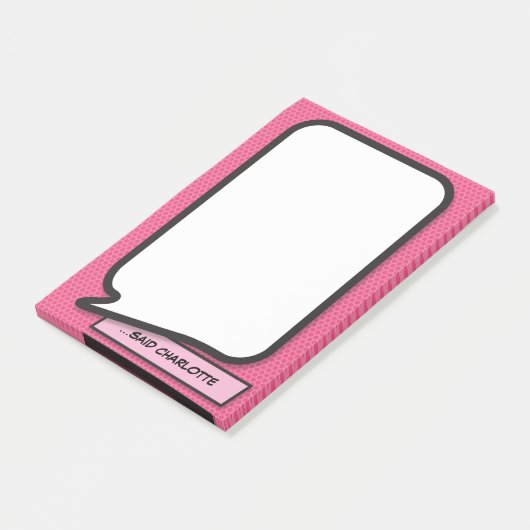 Roze pret moderne persoonlijk spraakwolk post-it® notes (Schuin)