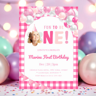 Roze pret om één foto-meisje te zijn Eerste verjaa Kaart