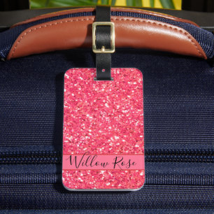 Roze pret schitterende glitter patroon, cadeau voo bagagelabel