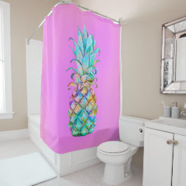 Roze Pret Tropische Ananas Kleurensplash Douchegordijn