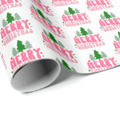 Roze Prettig Kerstfeest Cadeaupapier (Rol Hoek)