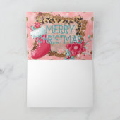 Roze Prettig Kerstfeest Kaart (Binnen)