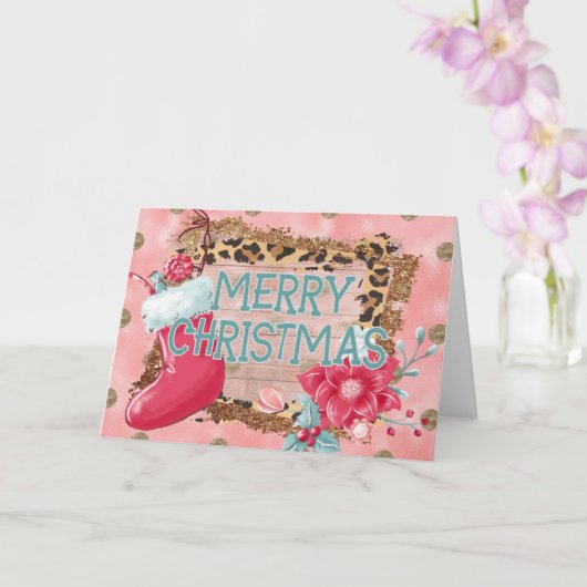 Roze Prettig Kerstfeest Kaart (Orchidee)