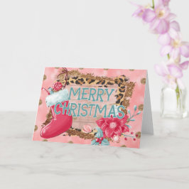 Roze Prettig Kerstfeest  Kaart