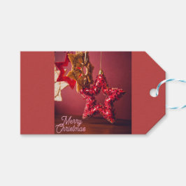 Roze "Prettig Kerstfeest" moderne cadeaubijsluiter Cadeaulabel