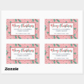 Roze Prettig Kerstfeest Rechthoekige Sticker (Vel)