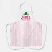 Roze Prettig Kerstfeest Schort (Voorkant)