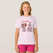 Roze Prettig kerstfeest  T-shirt (Voorkant volledig)