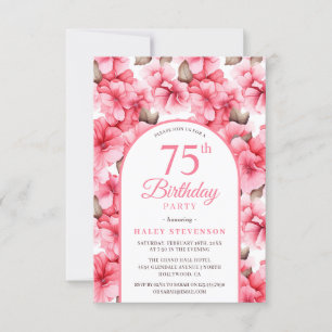 Roze Pretty Garden Bloemboog Chic 75ste Verjaardag Kaart