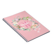 Roze Pretty Roses Bloemige Monogram Notitieboek (Rechterzijde)