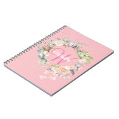Roze Pretty Roses Bloemige Monogram Notitieboek (Linkerzijde)