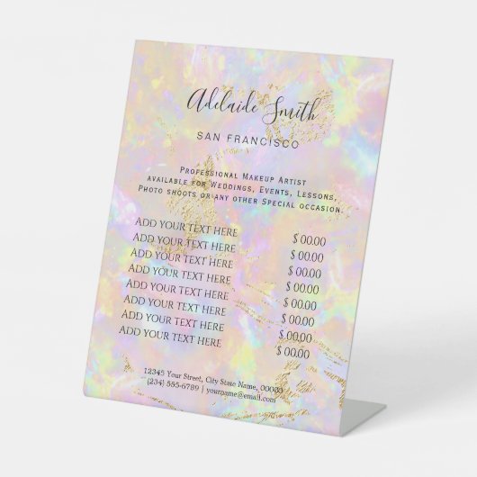 roze prijslijst voetstuk reclamebord met voetstuk (Voorkant)